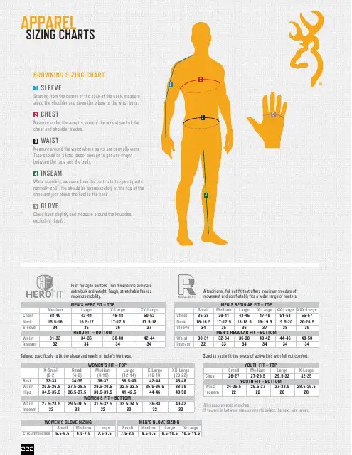 Hunter Apparel Sizing Chart Download Printable PDF | Templateroller