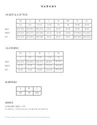 Women's Size Chart - Natori Download Printable PDF | Templateroller