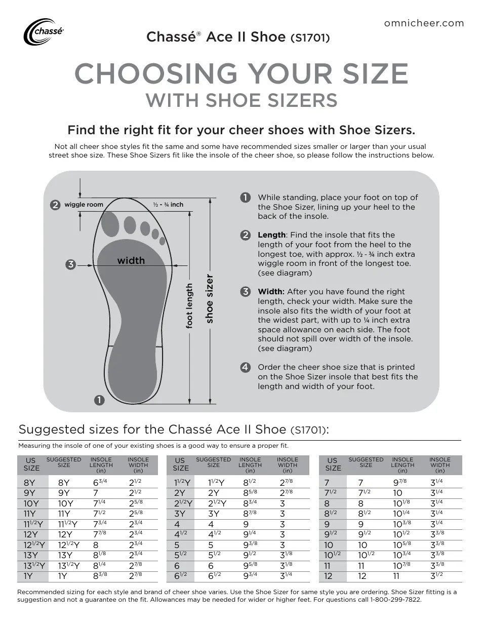Shoe Size Chart - Chasse Download Printable PDF | Templateroller