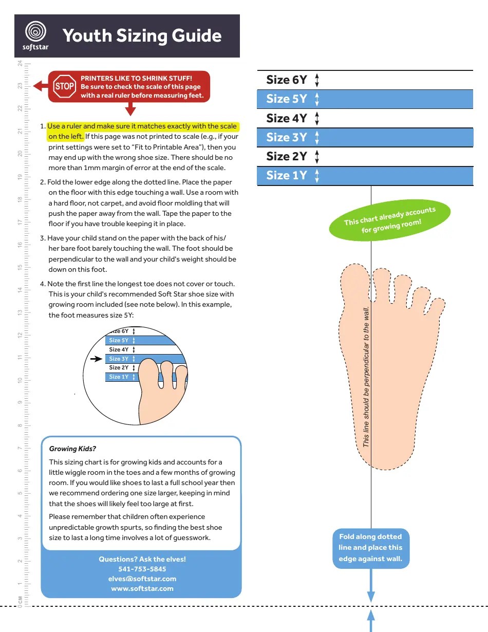 Youth Foot Measuring Chart Download Printable PDF Templateroller