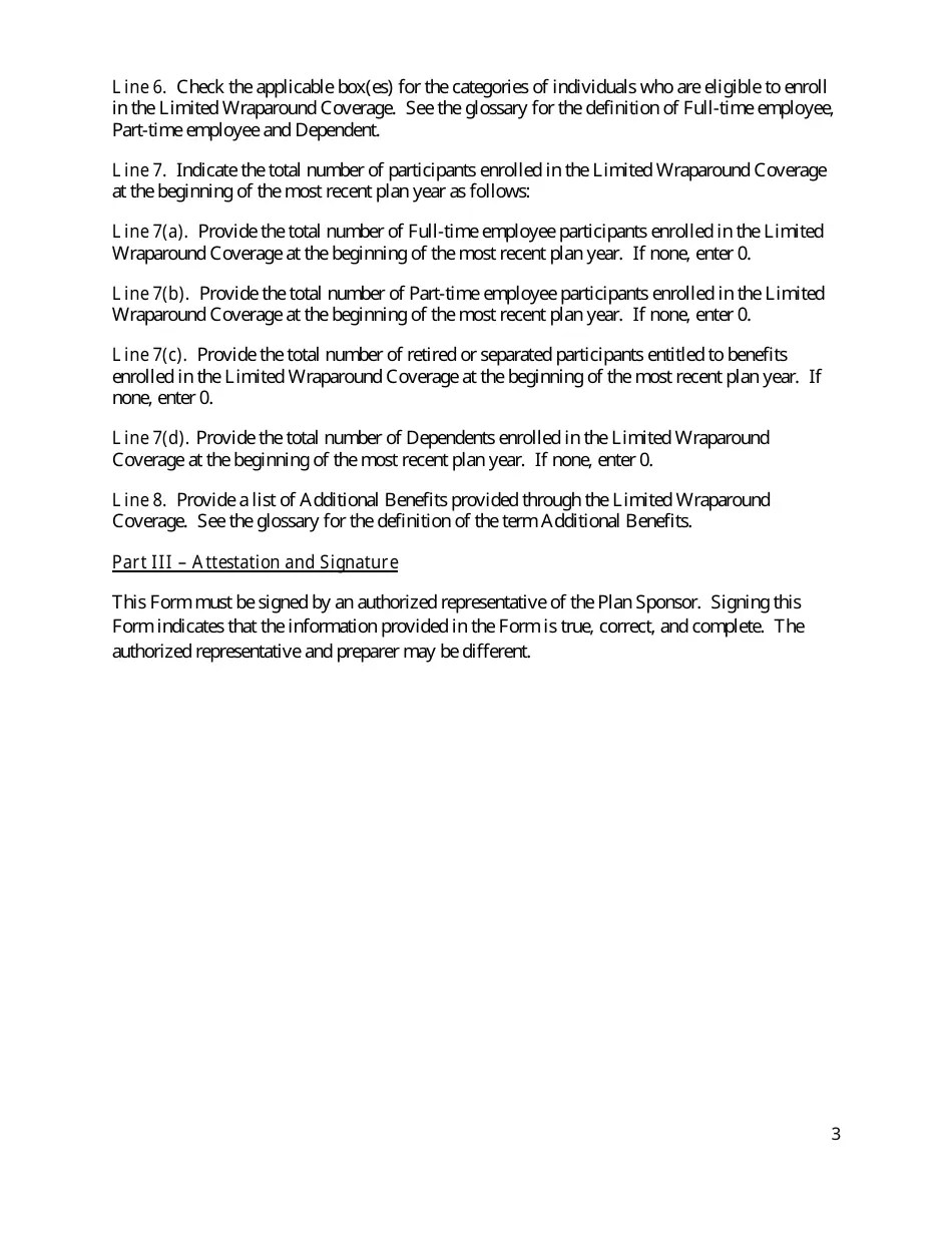 Reporting Form for Plan Sponsors Offering Limited Wraparound Coverage