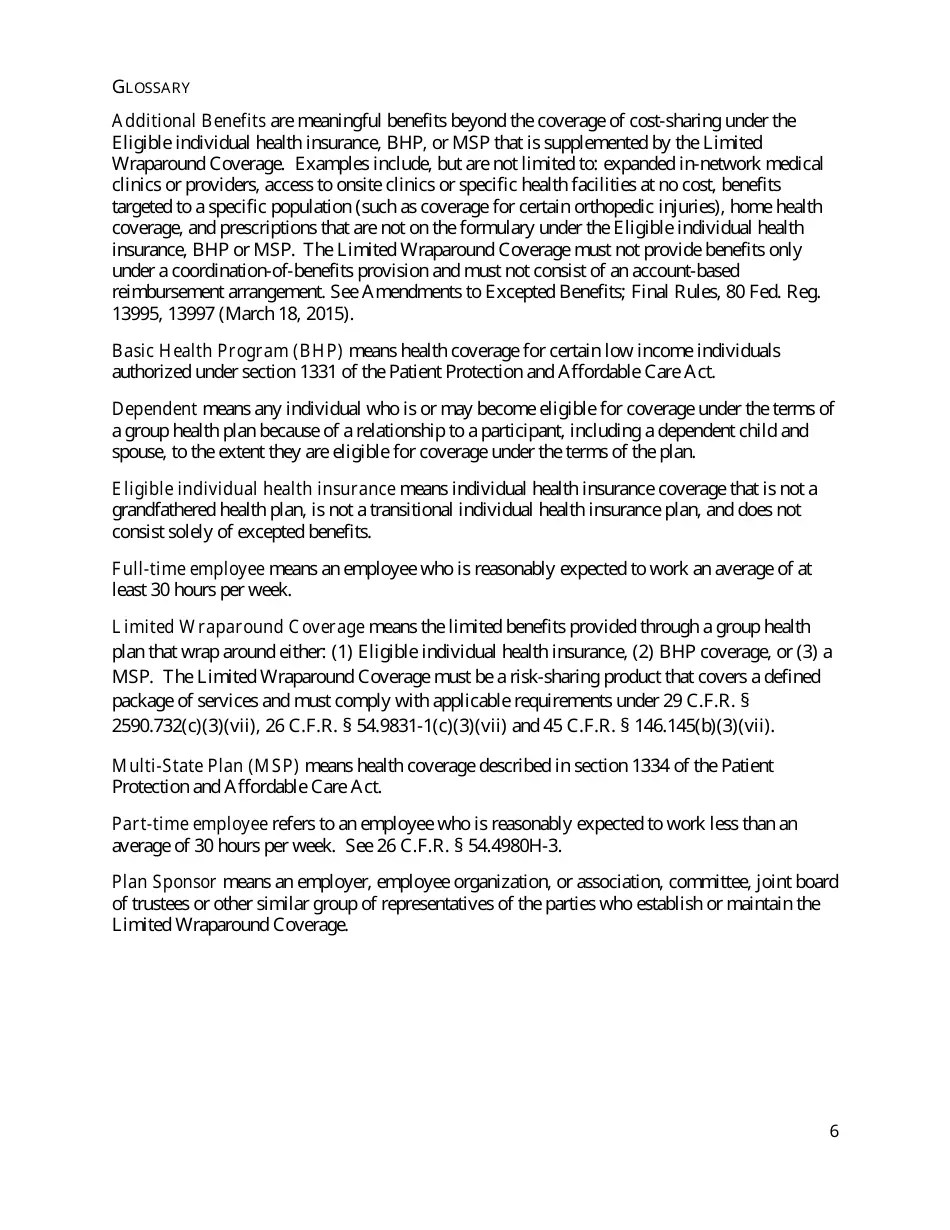 Reporting Form for Plan Sponsors Offering Limited Wraparound Coverage