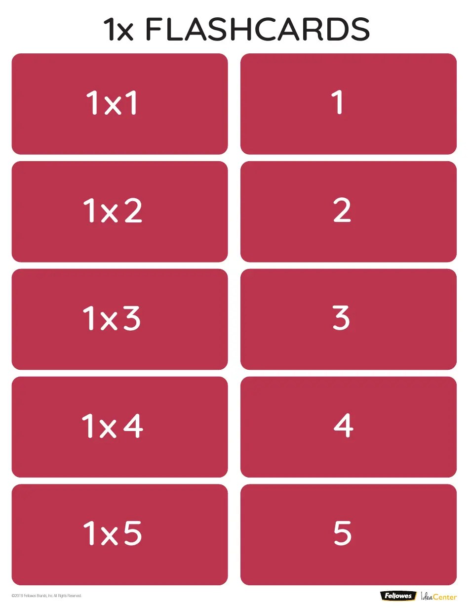 Math Multiplication Flashcards (110) Download Printable PDF
