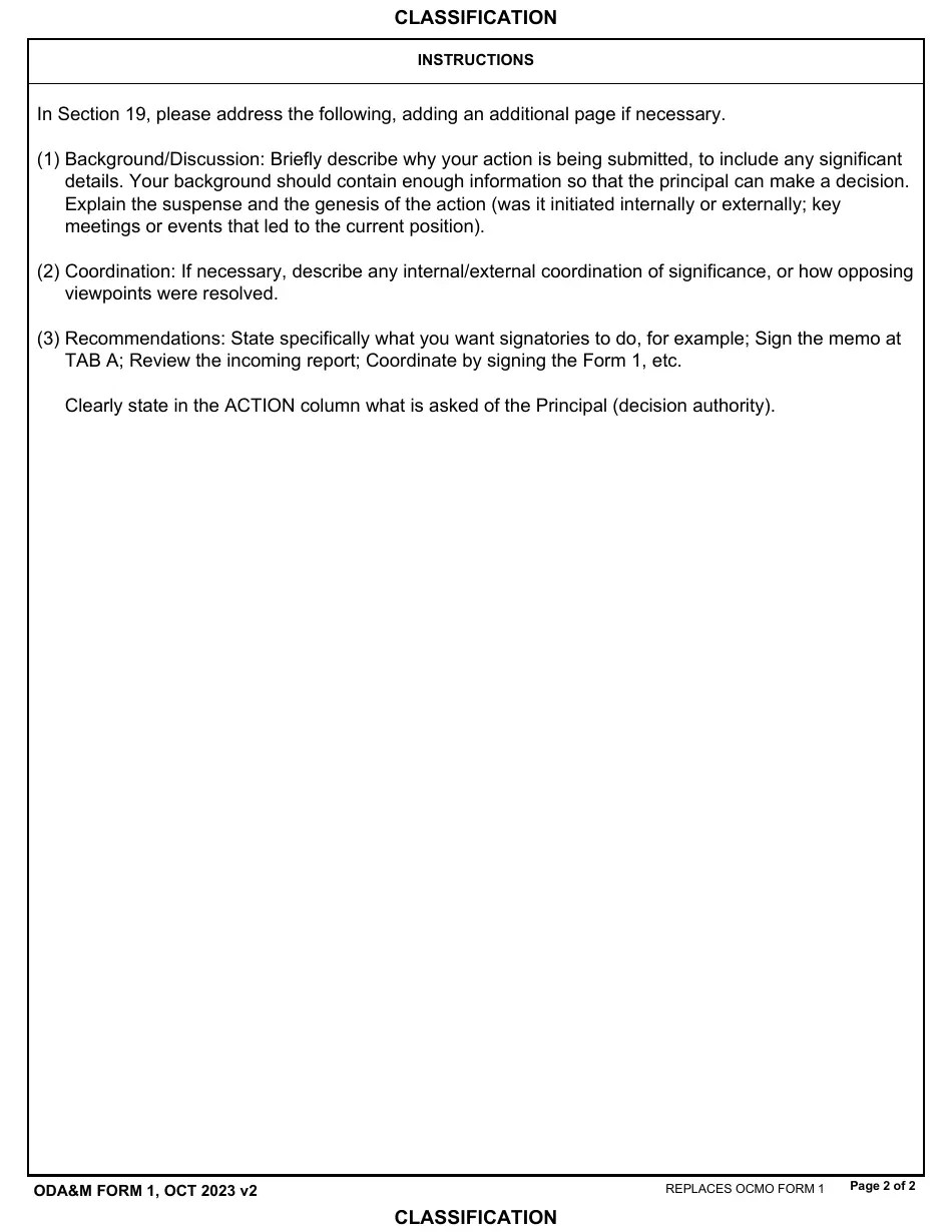 ODA&M Form 1 Download Fillable PDF or Fill Online Oda&m Staff Summary