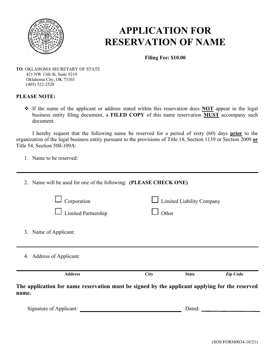 SOS Form 0034 Fill Out, Sign Online and Download Fillable PDF