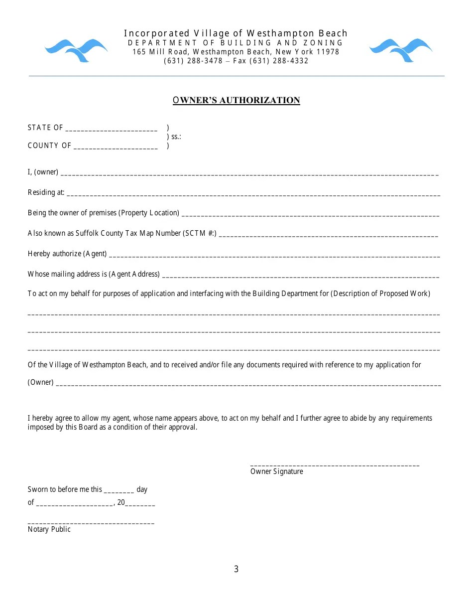 Village of Westhampton Beach, New York Occupancy/Use Permit Application Fill Out, Sign Online