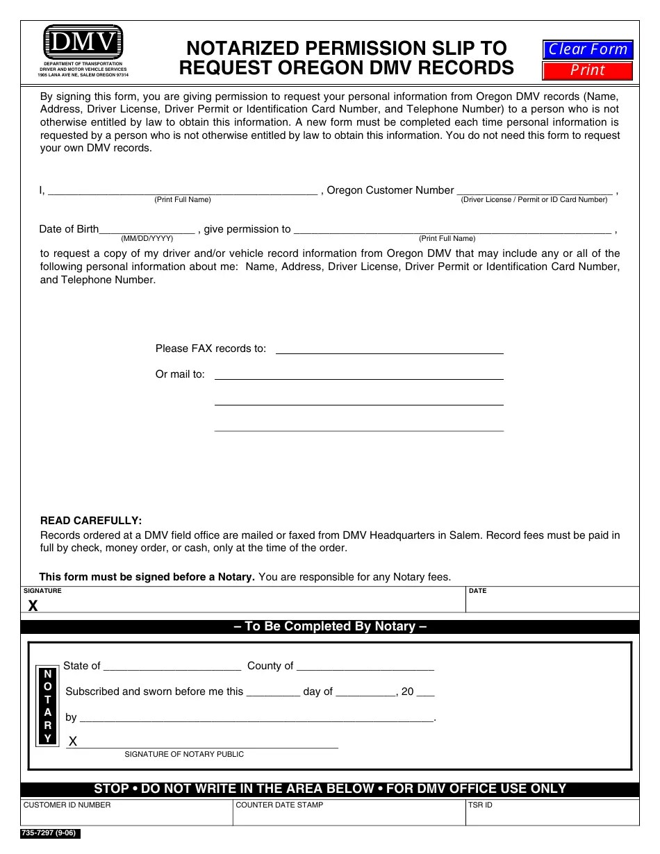 Form 7357297 Fill Out, Sign Online and Download Fillable PDF, Oregon