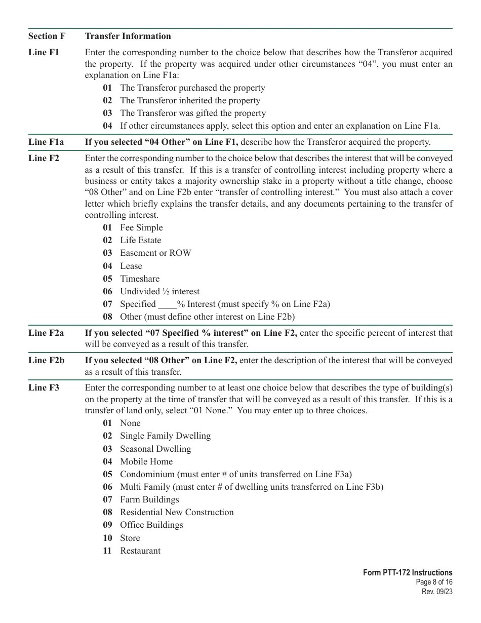 Download Instructions for Form PTT172 Vermont Property Transfer Tax