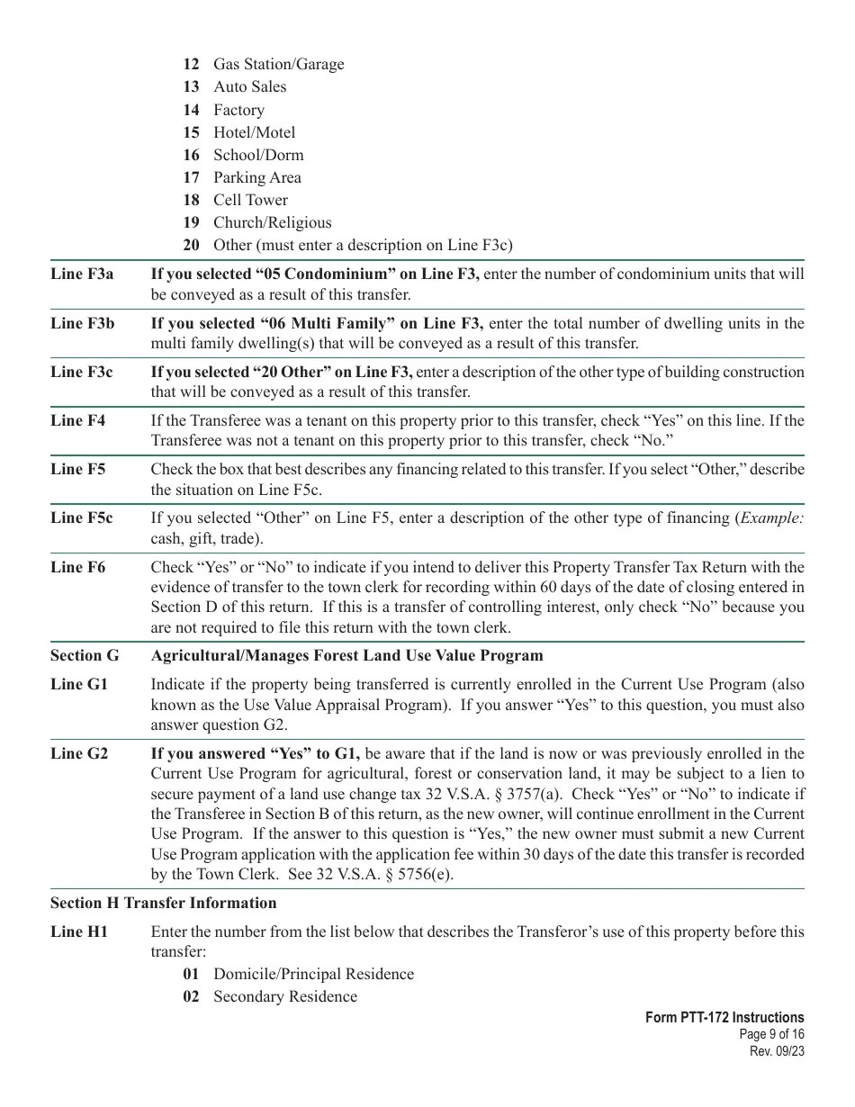 Download Instructions for Form PTT172 Vermont Property Transfer Tax