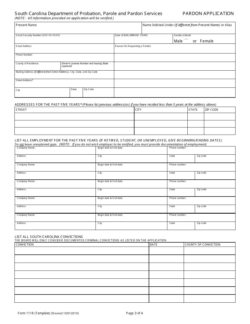 Form 1118 Fill Out, Sign Online and Download Fillable PDF, South Carolina Templateroller