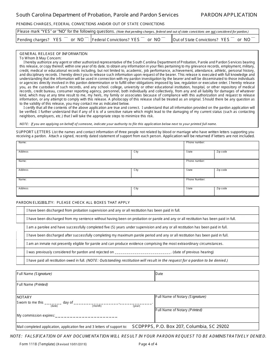 Form 1118 Fill Out, Sign Online and Download Fillable PDF, South Carolina Templateroller