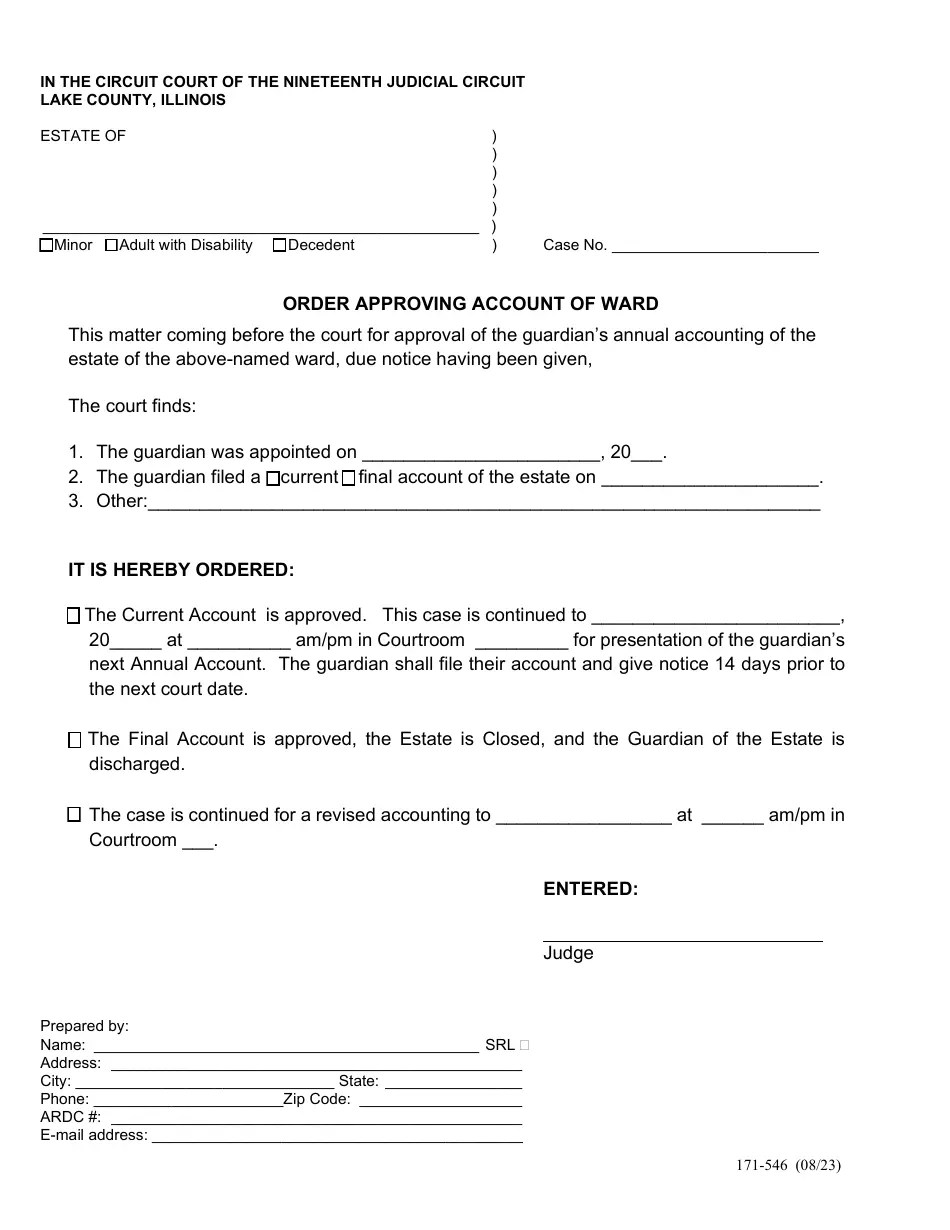 Form 171546 Fill Out, Sign Online and Download Fillable PDF, Lake