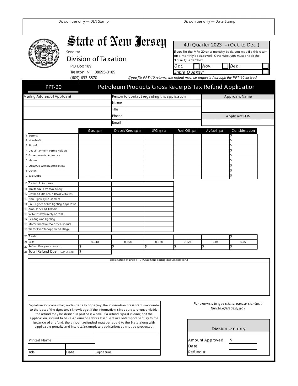 Form PPT20 Download Fillable PDF or Fill Online Petroleum Products