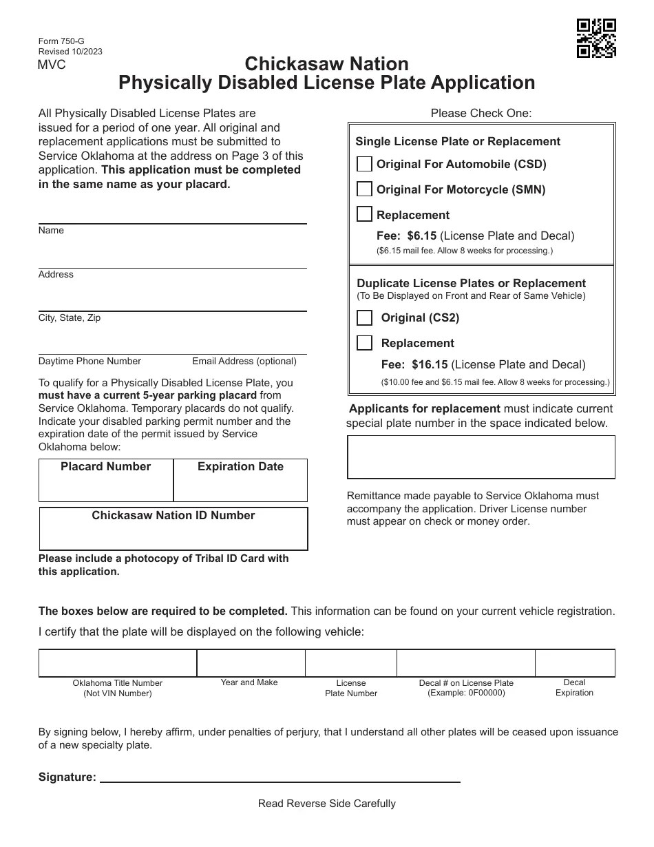 Form 750G Download Fillable PDF or Fill Online Chickasaw Nation