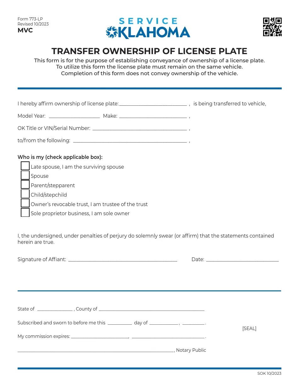 Form 773LP Download Fillable PDF or Fill Online Transfer Ownership of