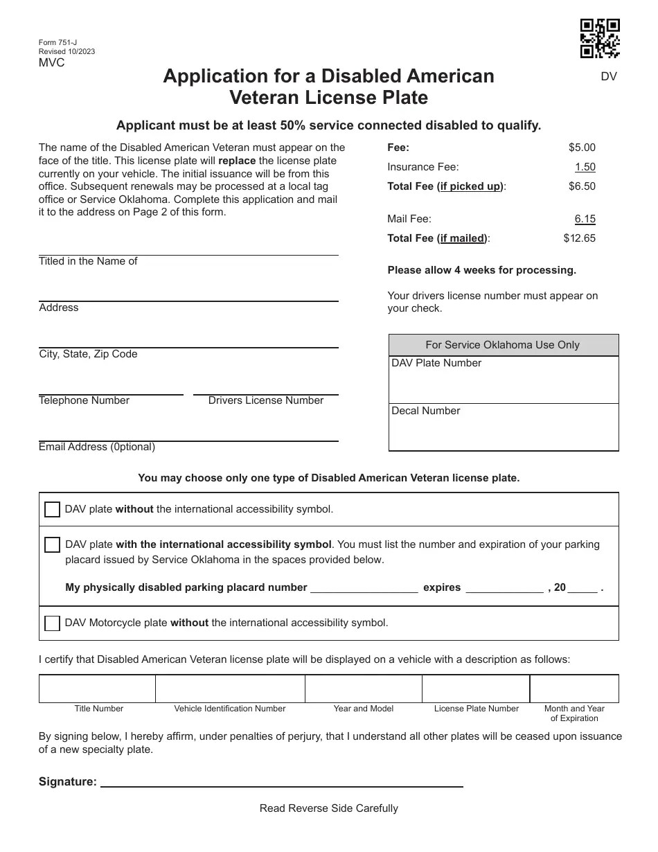 Form 751J Download Fillable PDF or Fill Online Application for a