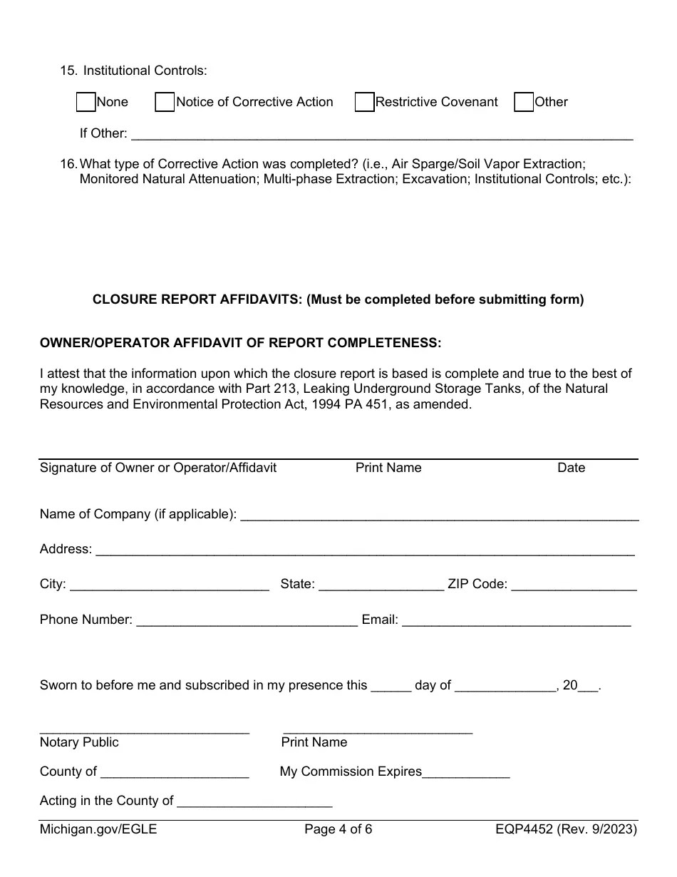 Form EQP4452 Download Fillable PDF or Fill Online Leaking Underground