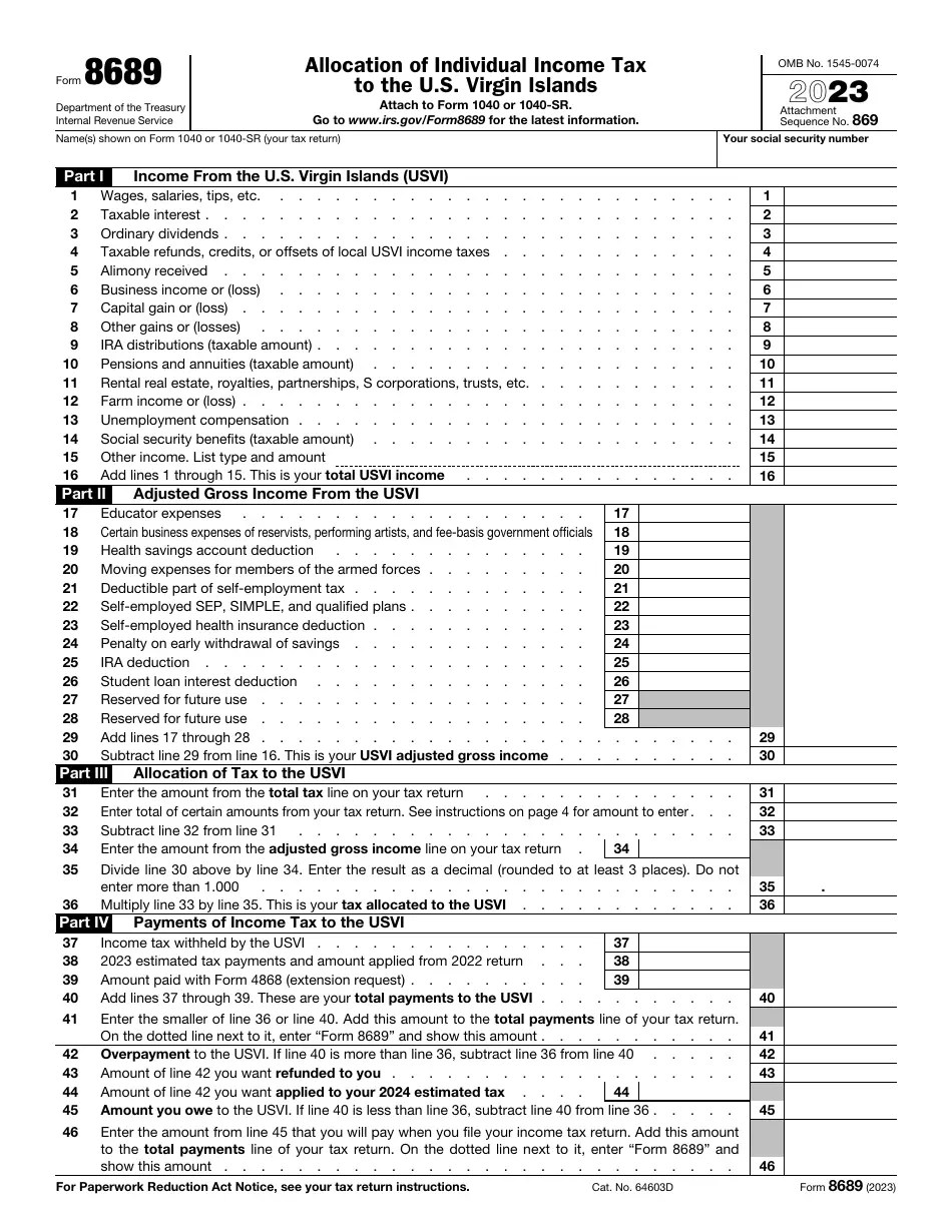 IRS Form 8689 Download Fillable PDF or Fill Online Allocation of
