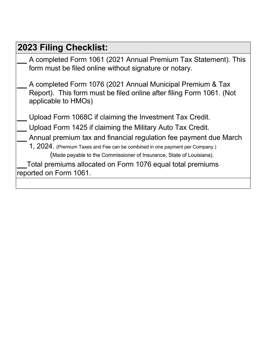 2023 Louisiana General Tax Filing Information & Checklist Admitted