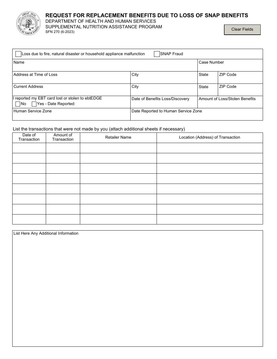 Form SFN270 Fill Out, Sign Online and Download Fillable PDF, North