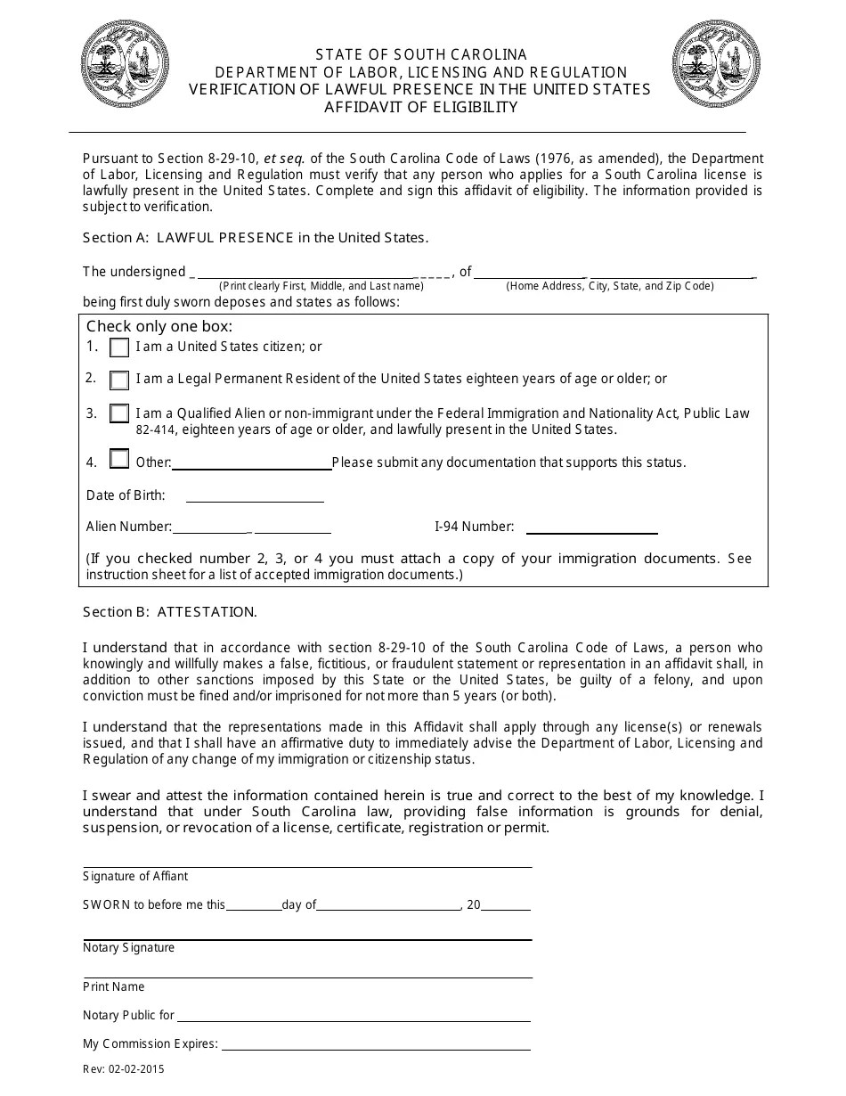 Form DOC305 Fill Out, Sign Online and Download Fillable PDF, South