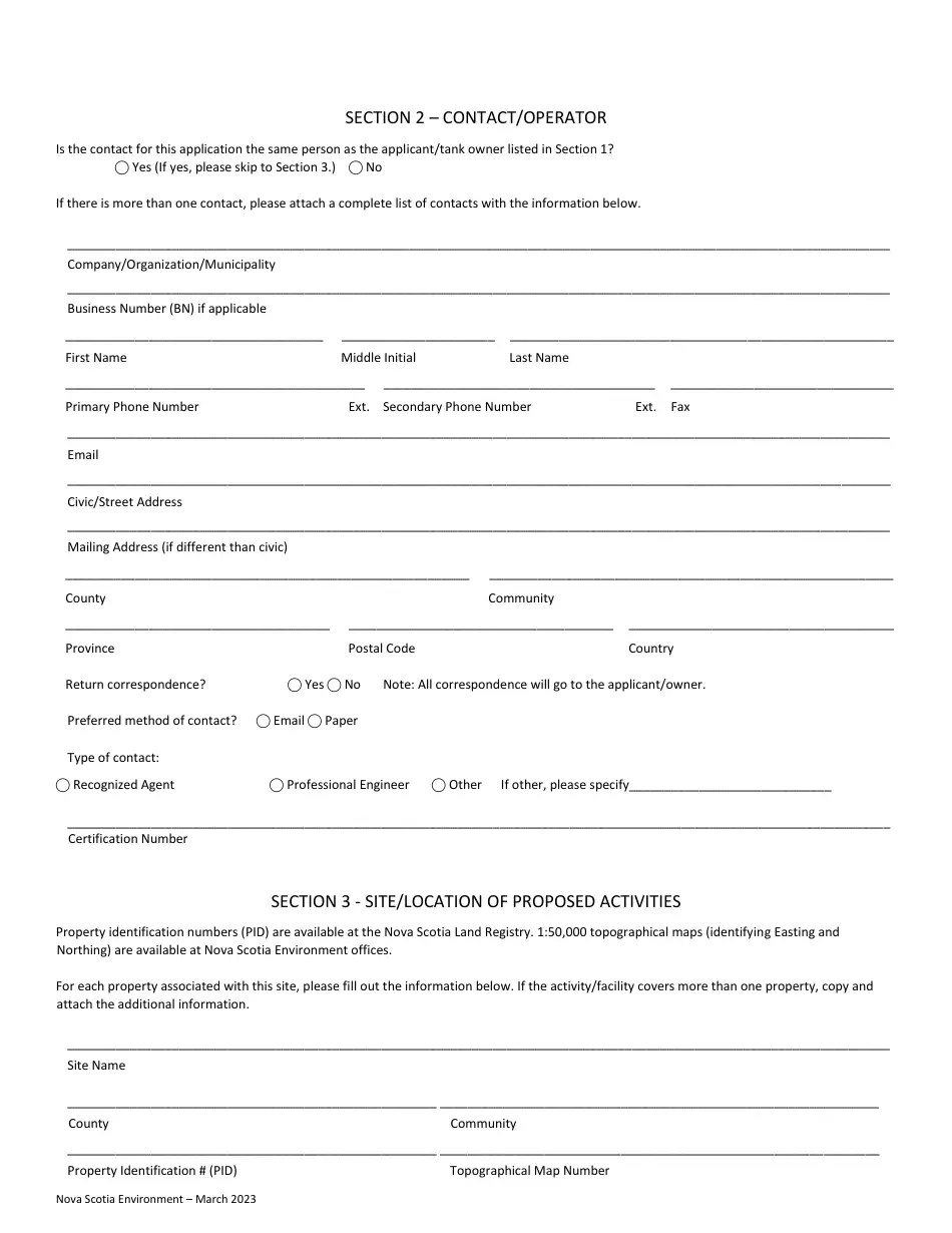 Nova Scotia Canada Petroleum Storage Tank 30 Day Completion of Work