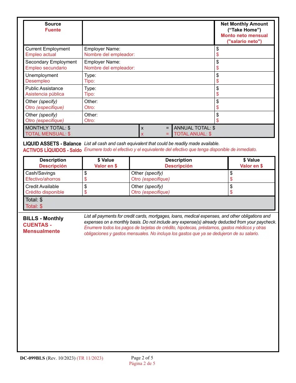 Form DC099BLS Fill Out, Sign Online and Download Printable PDF