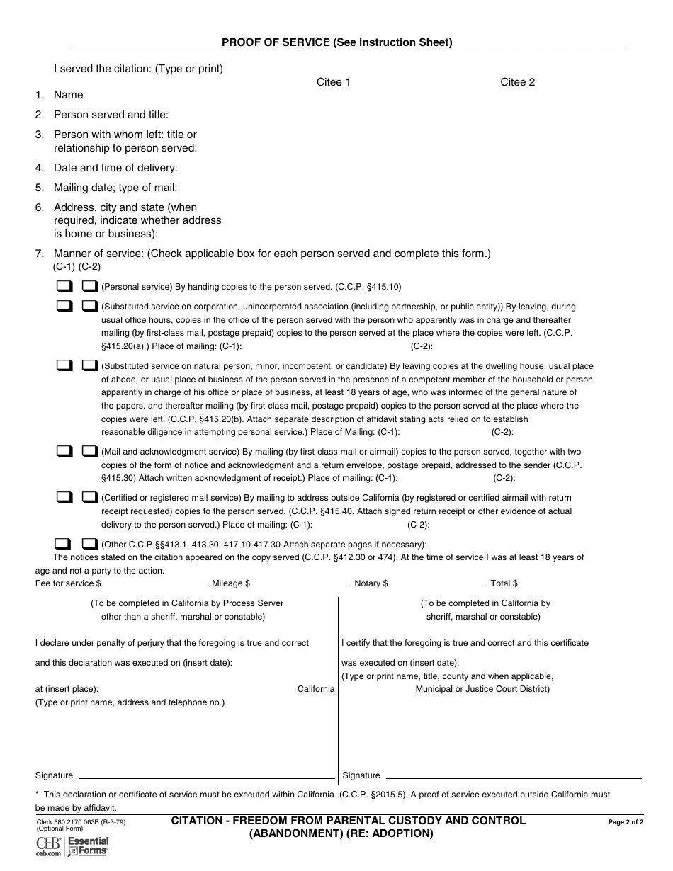 Form CLERK580 2170 063B Fill Out, Sign Online and Download Fillable