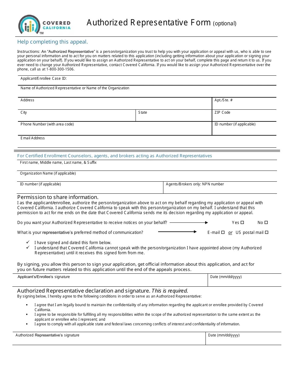 California Request for a State Fair Hearing to Appeal a Covered