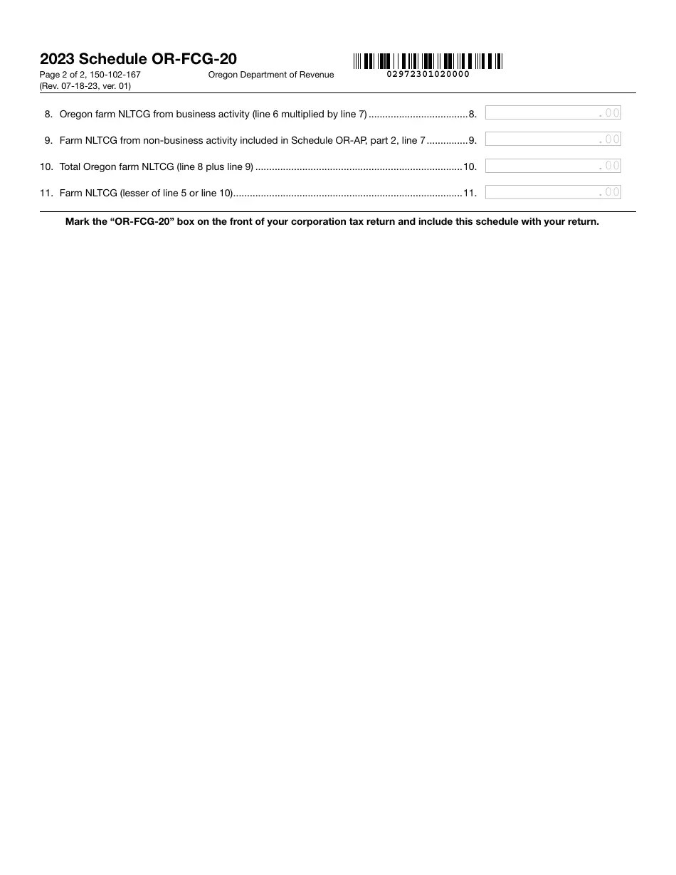 Form 150102167 Schedule ORFCG20 Download Fillable PDF or Fill