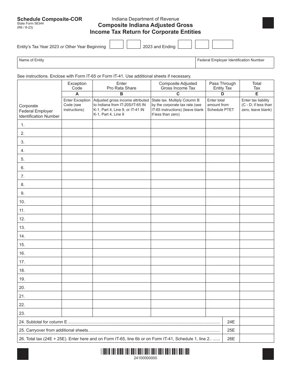 State Form 56344 Schedule COMPOSITECOR Download Fillable PDF or Fill Online Composite Indiana