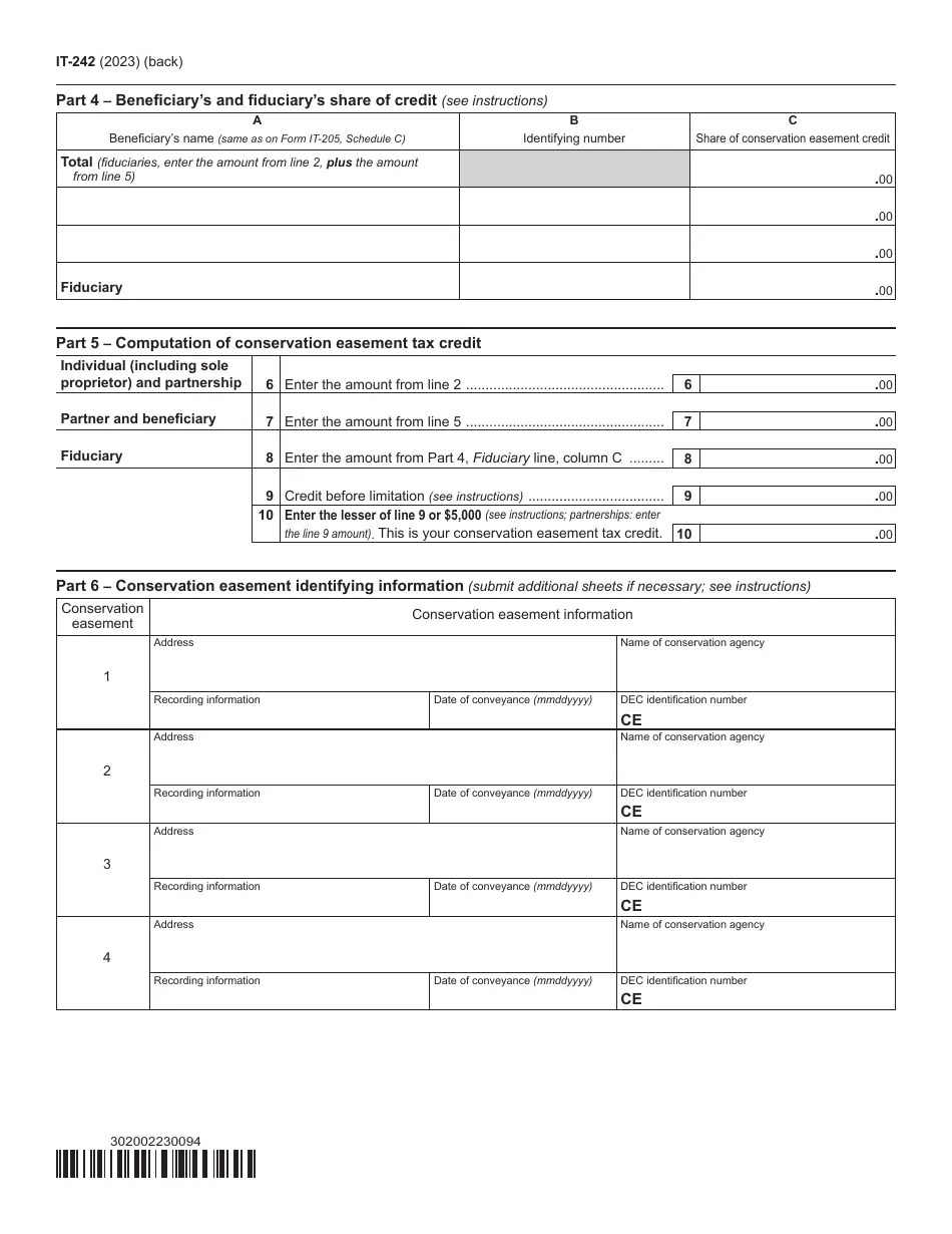 Form IT242 Download Fillable PDF or Fill Online Claim for Conservation