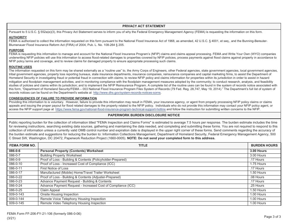 FEMA Form FF206FY21106 Fill Out, Sign Online and Download