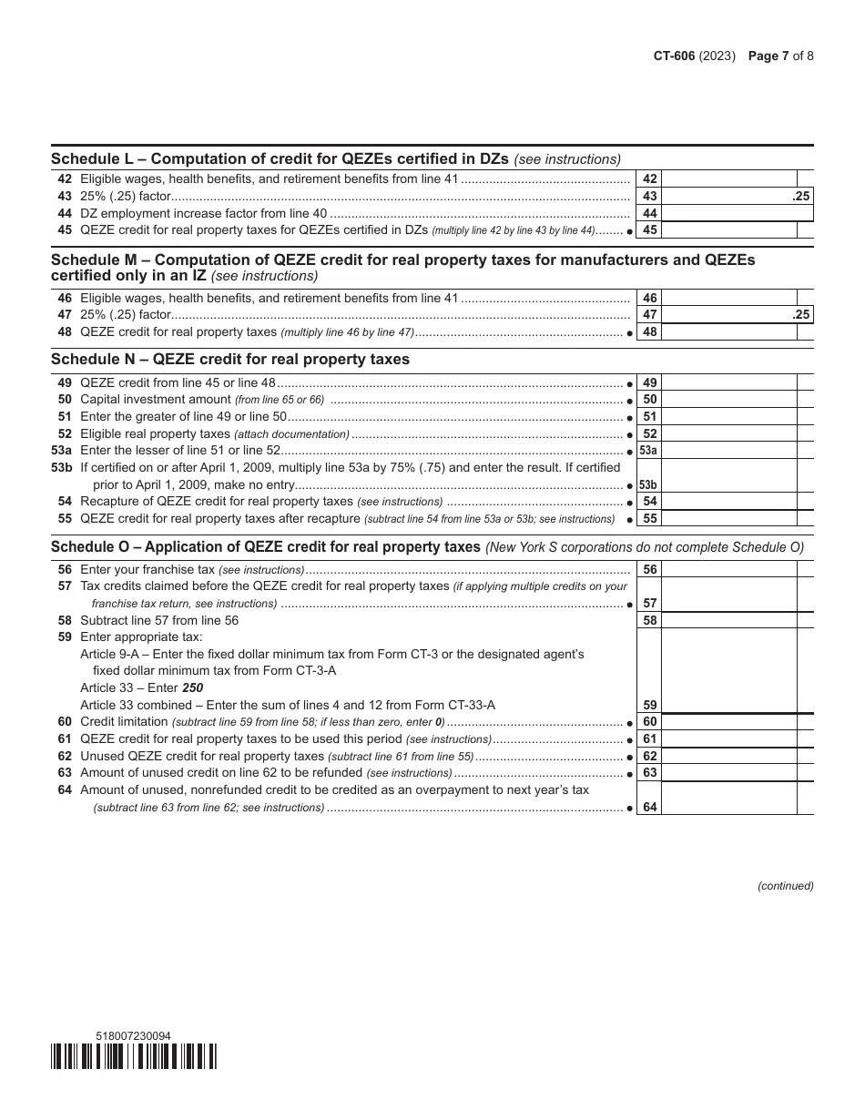 Form CT606 Download Printable PDF or Fill Online Claim for Qeze Credit for Real Property Taxes