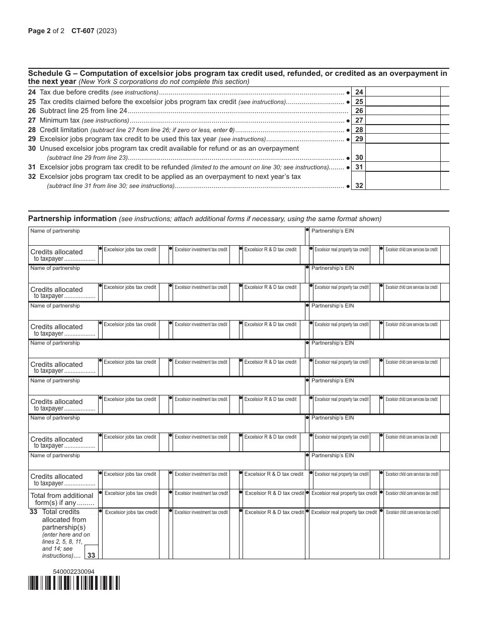 Form CT607 Download Printable PDF or Fill Online Claim for Excelsior