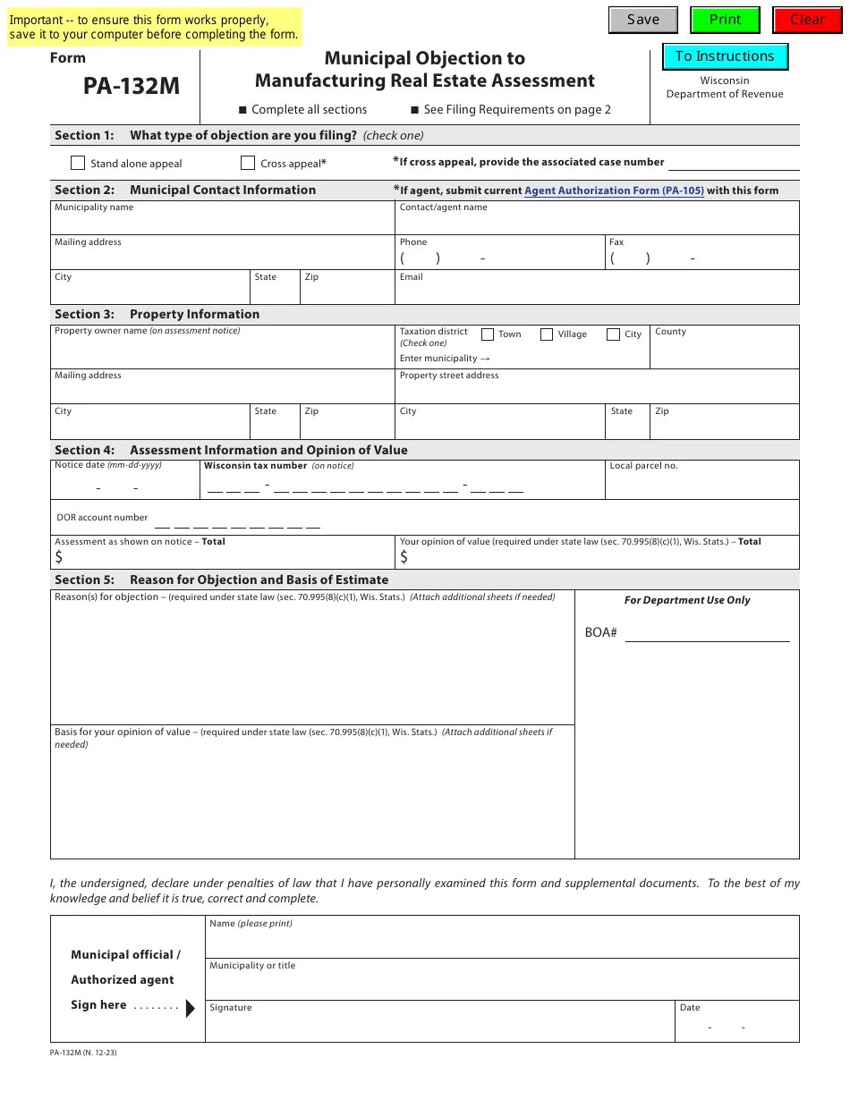 Form PA132M Fill Out, Sign Online and Download Fillable PDF