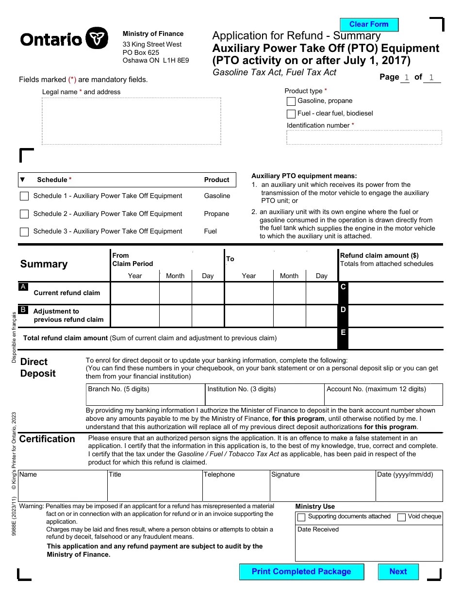 Form 9988E Download Fillable PDF or Fill Online Application for Refund