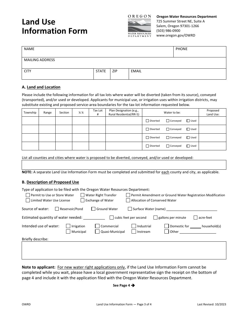 Oregon Land Use Information Form Fill Out, Sign Online and Download