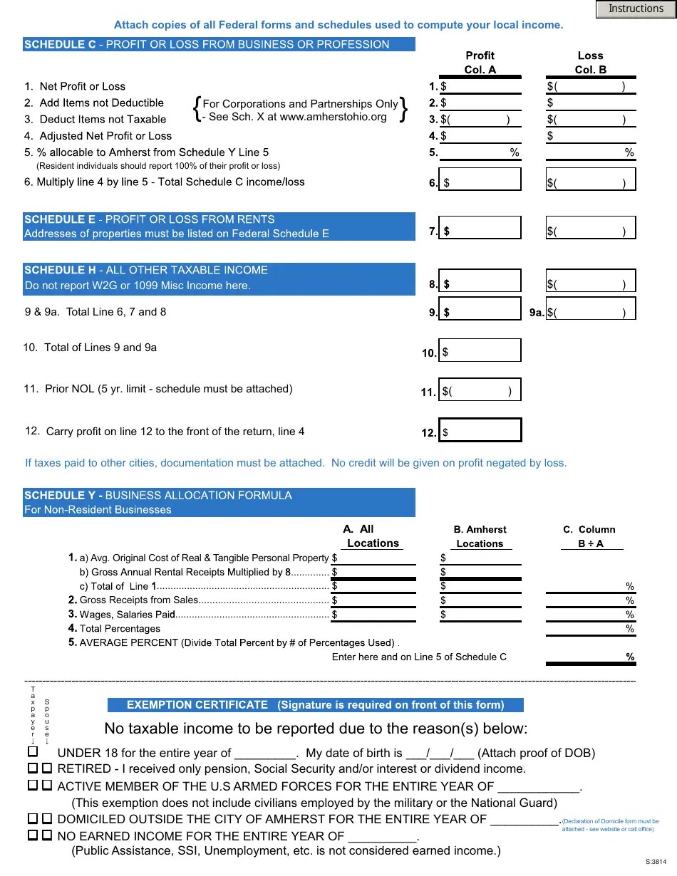 City of Amherst, Ohio Tax Form Fill Out, Sign Online and