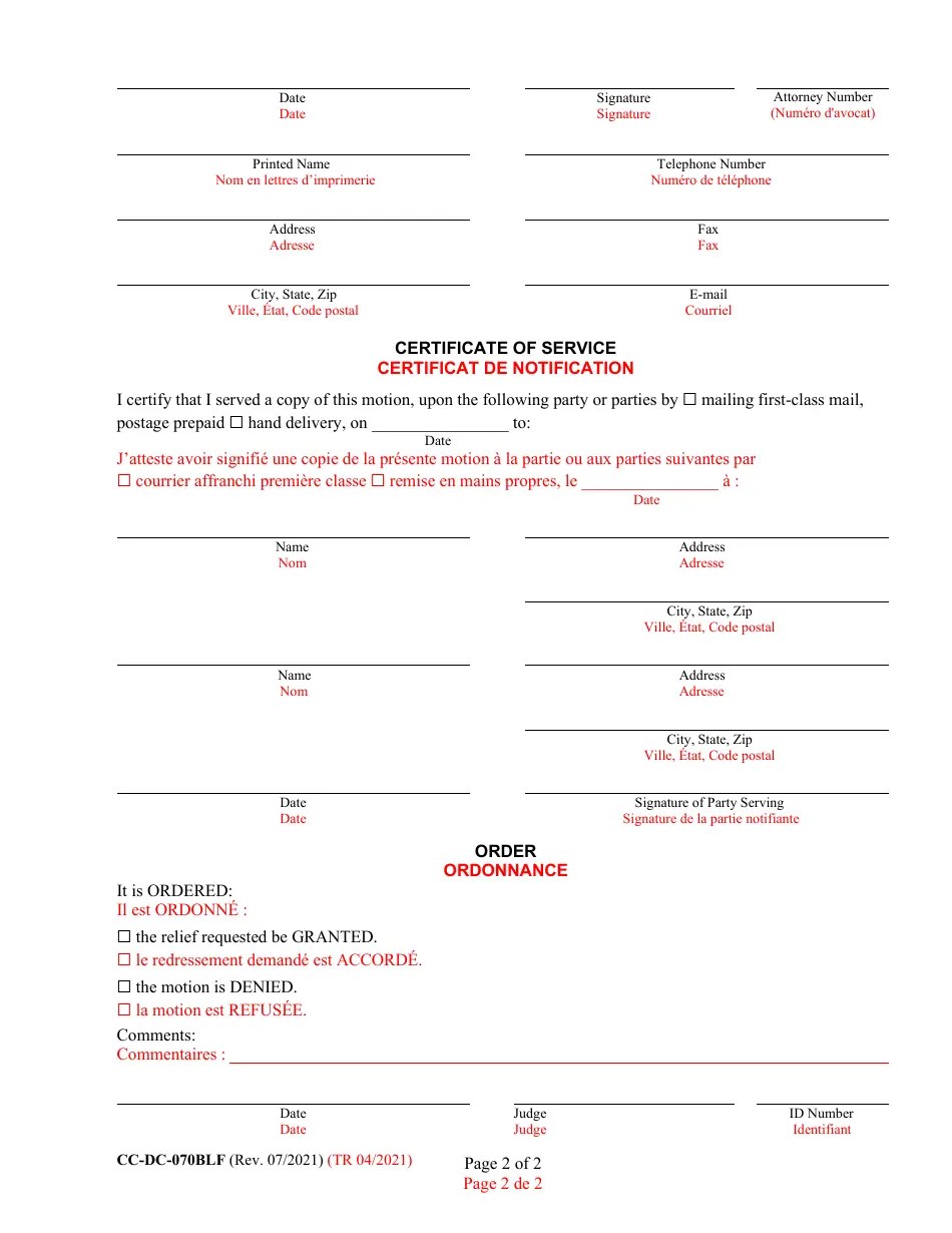 Form CCDC070BLF Fill Out, Sign Online and Download Printable PDF
