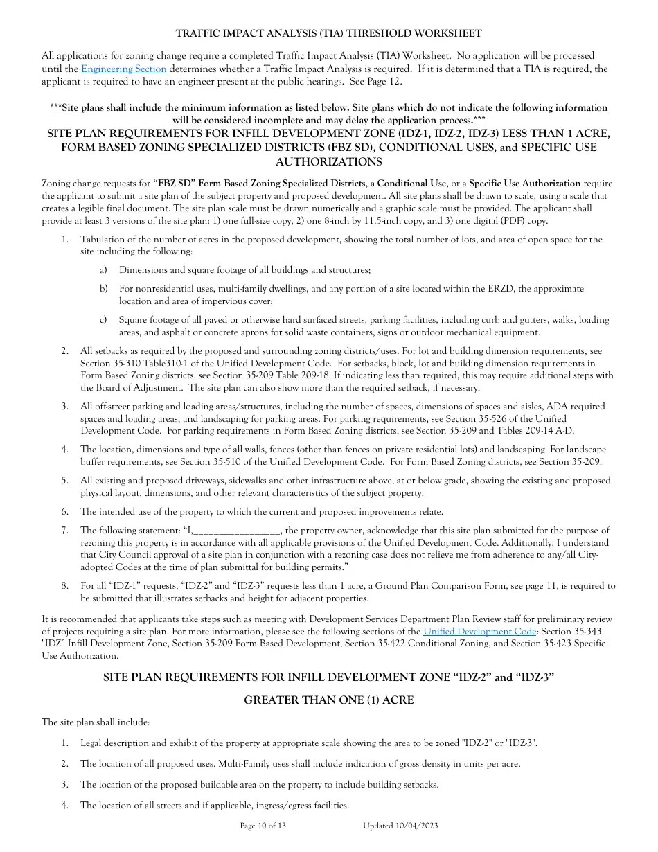 City of San Antonio, Texas Application for Change of Zoning/Plan