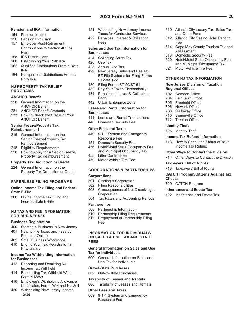 Download Instructions for Form NJ1041 New Jersey Tax Fiduciary