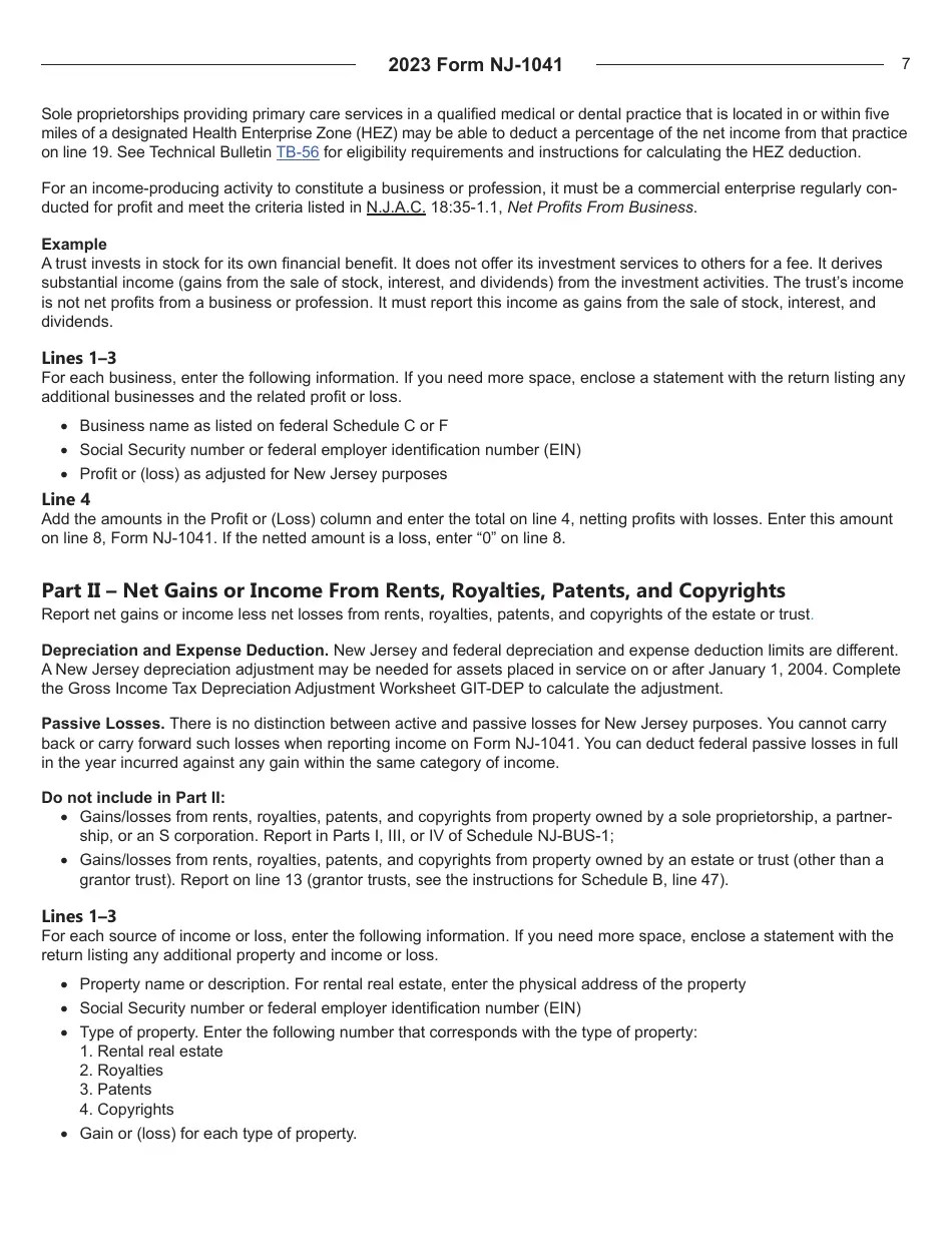 Download Instructions for Form NJ1041 New Jersey Tax Fiduciary
