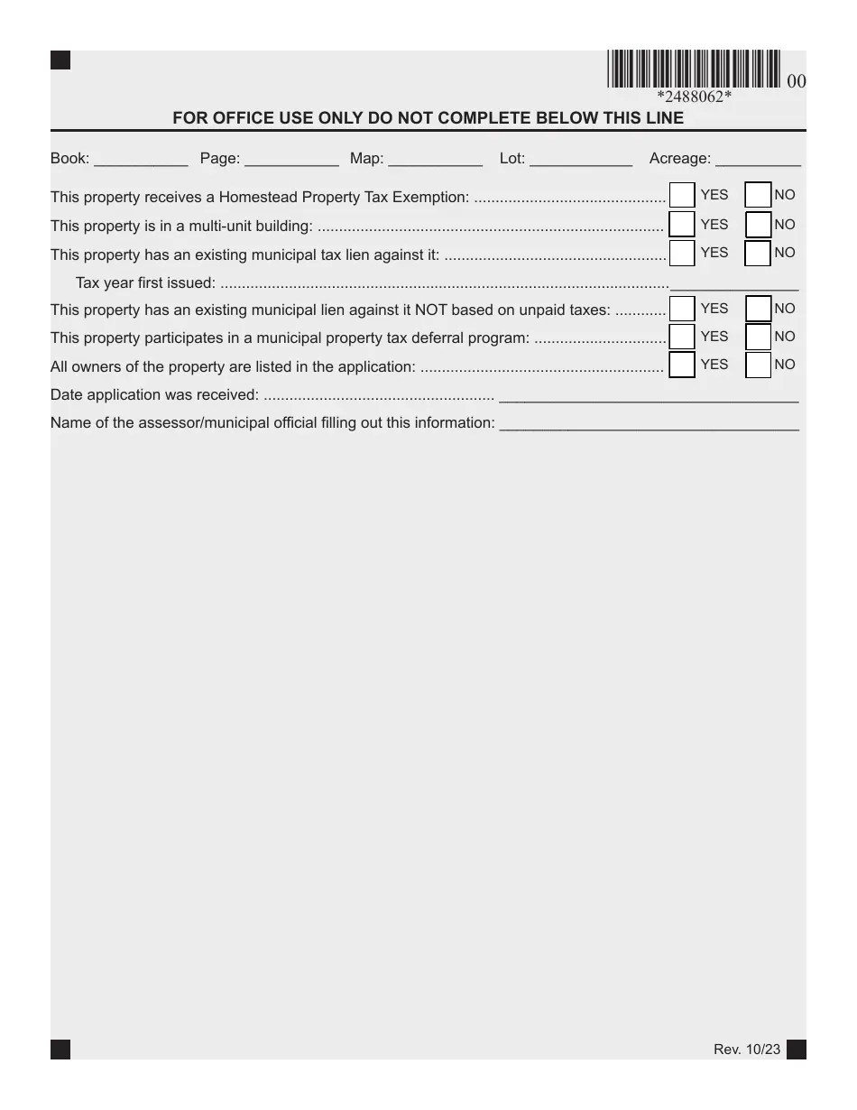 Maine Property Tax Deferral Application for an OwnerOccupied Homestead