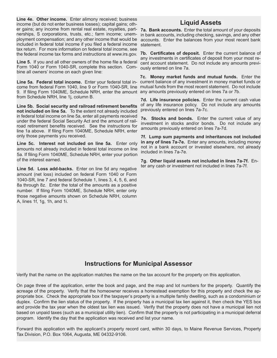 Maine Property Tax Deferral Application for an OwnerOccupied Homestead