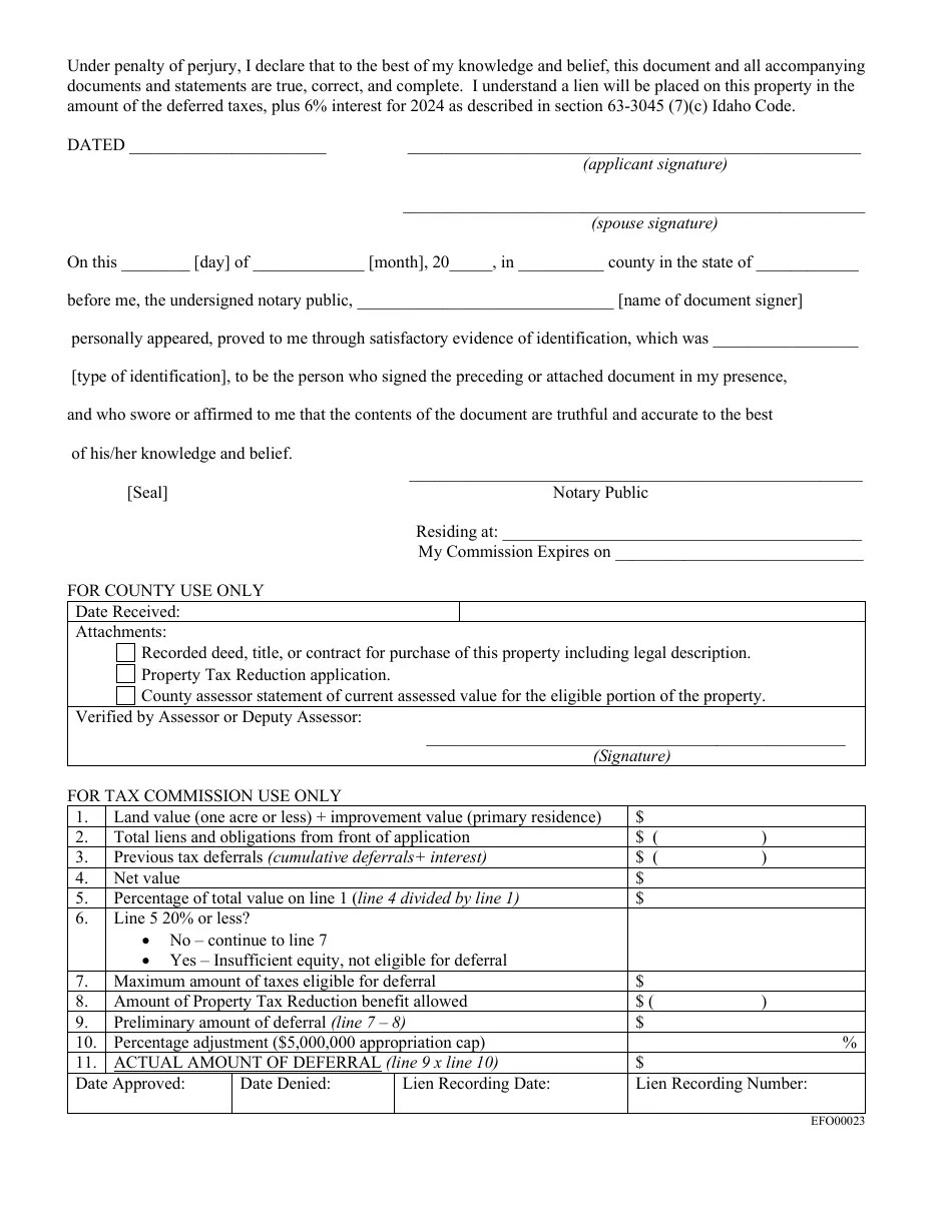 Form EFO00023 Download Printable PDF or Fill Online Application for