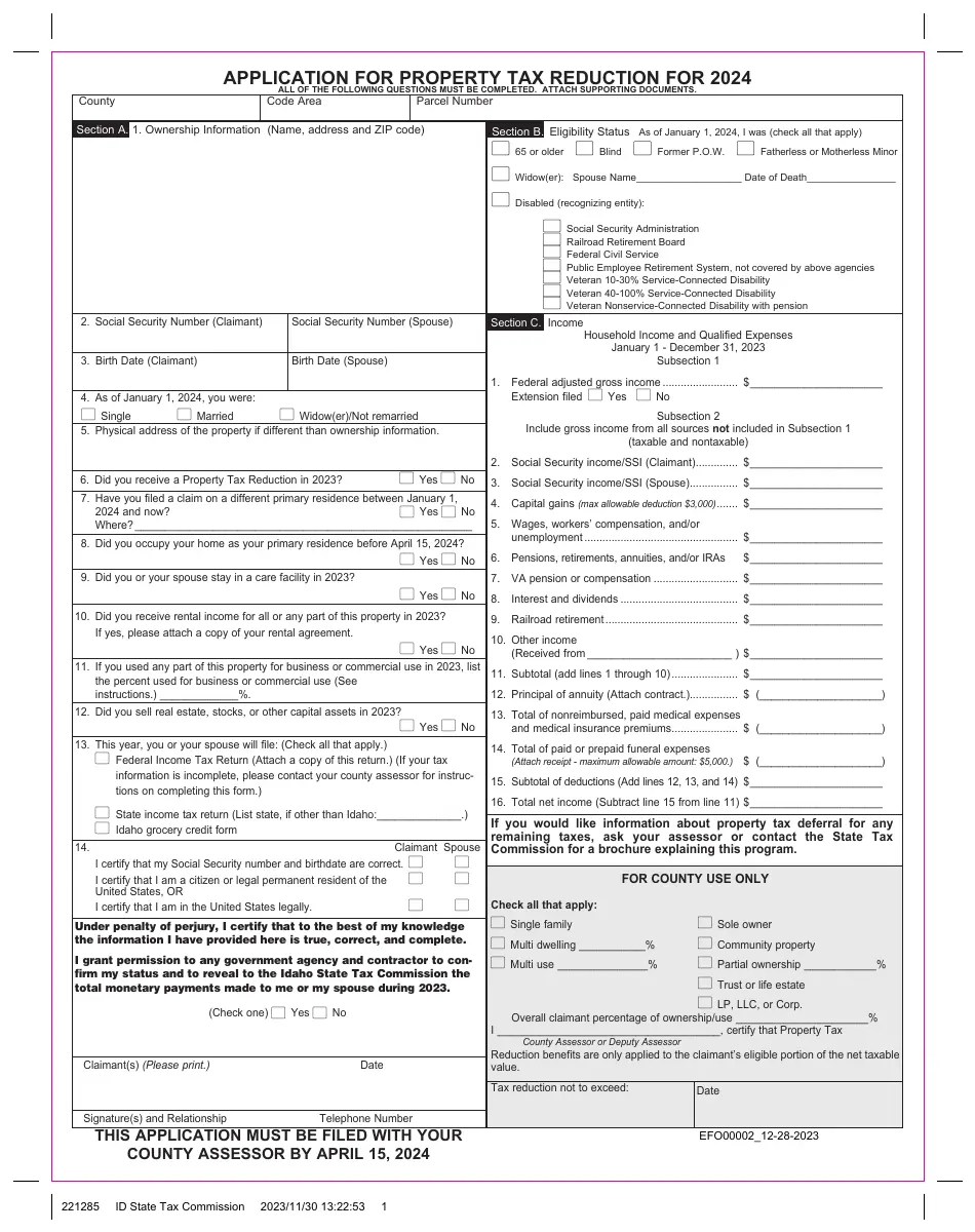Form EFO00002 Download Printable PDF or Fill Online Application for
