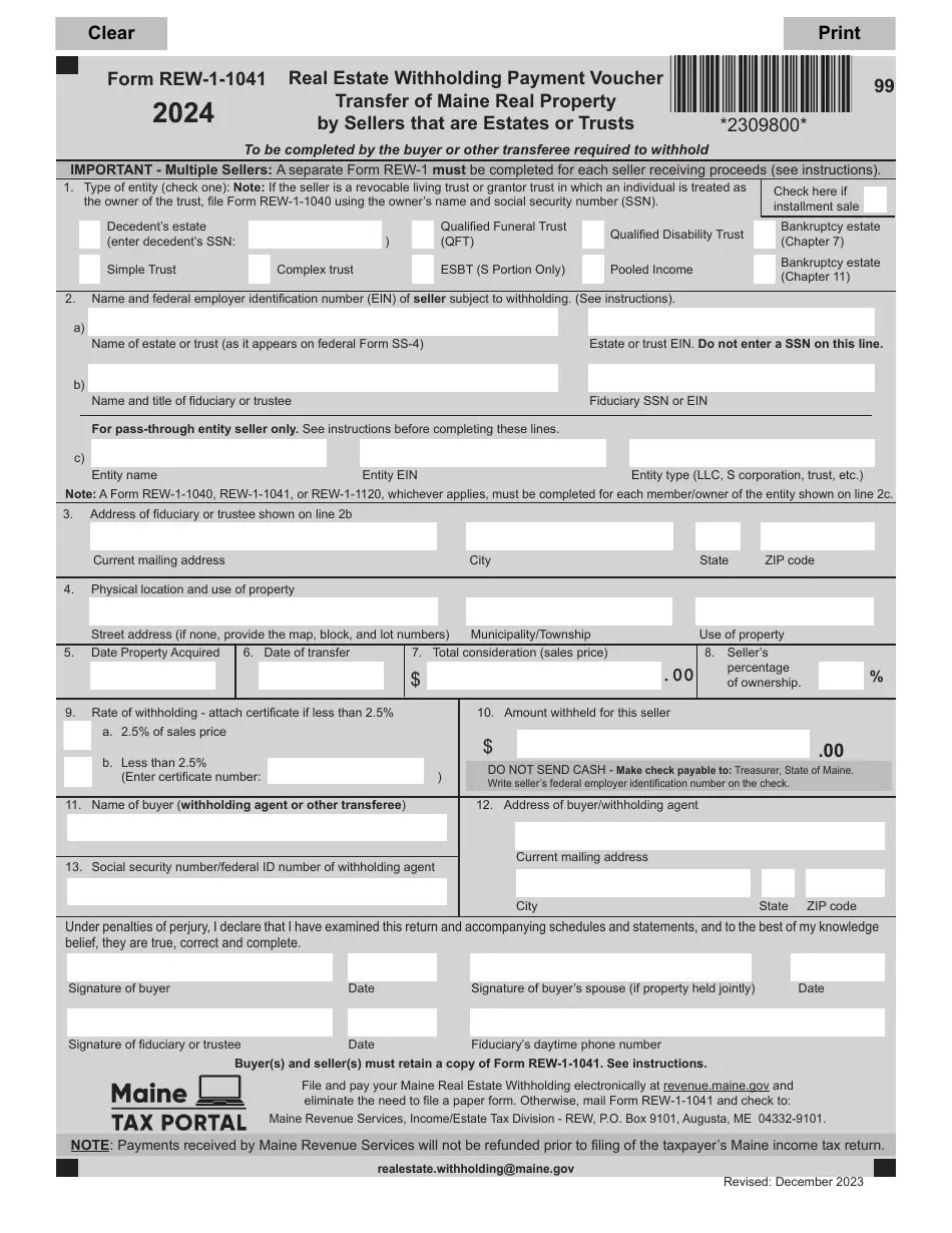 Form REW11041 Download Fillable PDF or Fill Online Real Estate