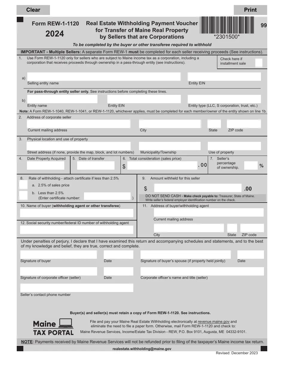 Form REW11120 Download Fillable PDF or Fill Online Real Estate