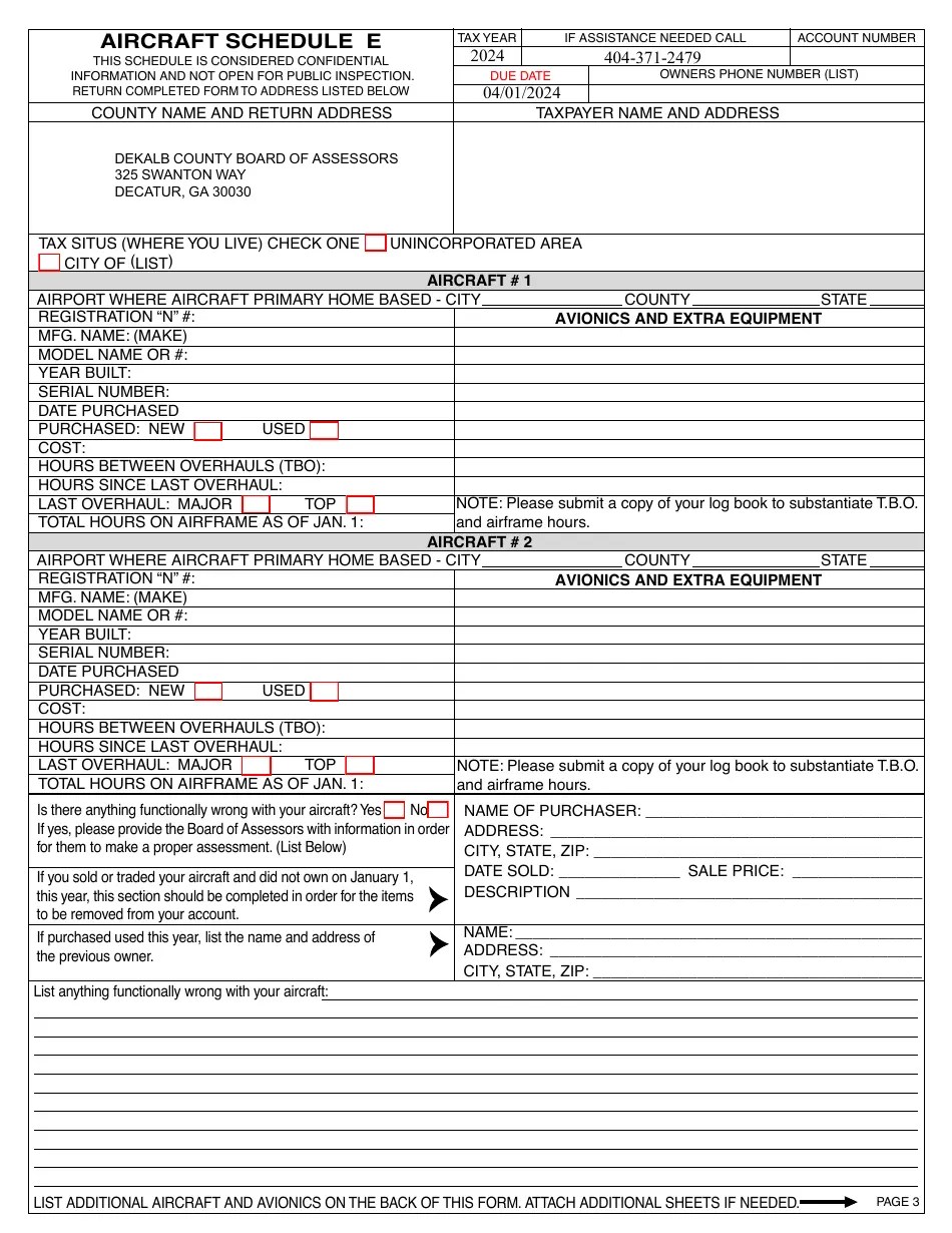 Form PT50A Download Printable PDF or Fill Online Aircraft Personal Property Tax Return 2024